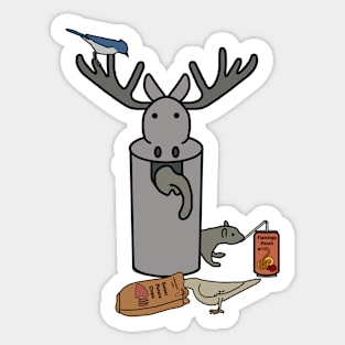 Moose trashcan Sticker
